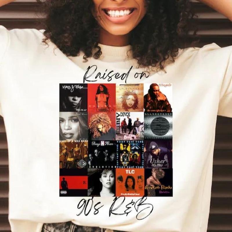 Raiised On 90s R&B Album Cover Tee, Music Artist Shirt, Music Lover Shirt Hoodie, Sweatshirt | HypeDripTees.com