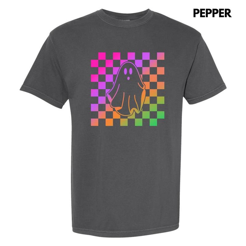 Rainbow Checkered Ghost Comfort Colors T-Shirt 'NLB' Hoodie, Sweatshirt | HypeDripTees.com