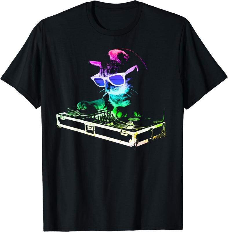 Rainbow DJ Cat T-Shirt Hoodie, Sweatshirt | HypeDripTees.com