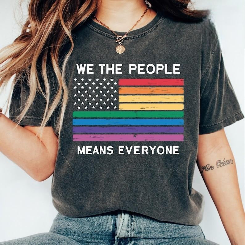 Rainbow Flag Patriotic Shirt, Pride Month T-Shirt, LGBT Pride Parade Tshirt, Equal Right Shirt, Trans Ally Shirt, LGBT...