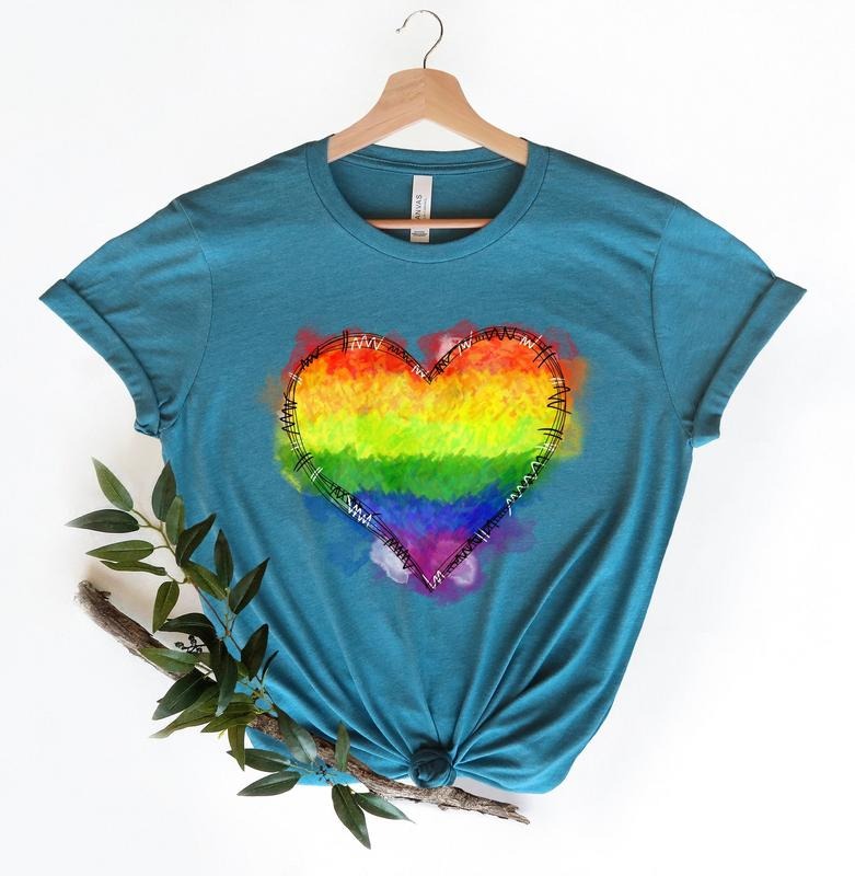 Rainbow Heart Shirt, Pride Heart Shirt, LGBT Shirt, LGBT Shirt Gift, LGBT Shirt Funny, Pride Shirt Women, Pride Gift,...