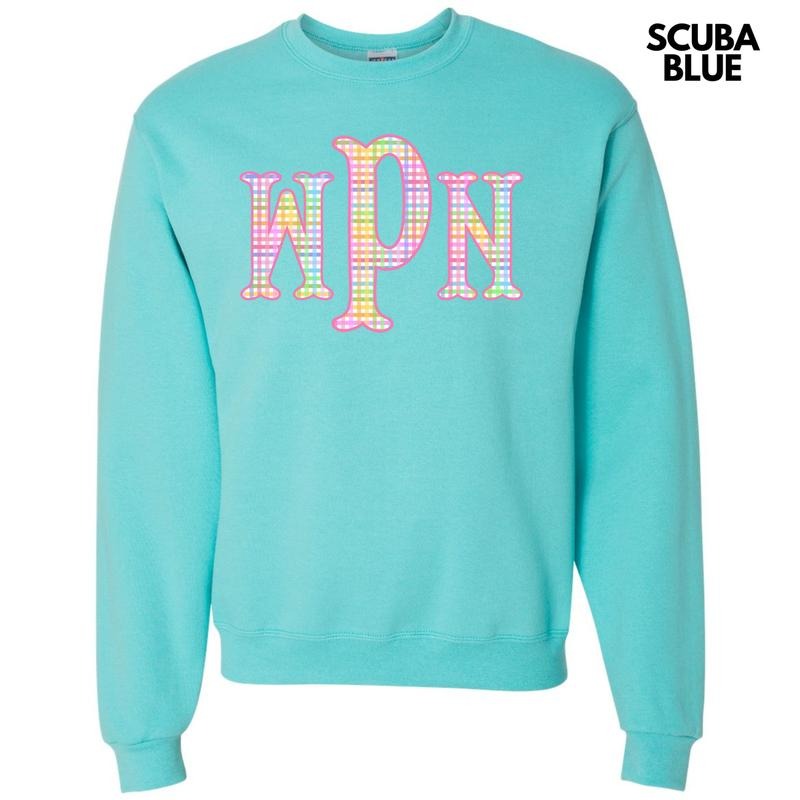 Rainbow Plaid Monogram Sweatshirt 'NLB' T-Shirts, Hoodie | HypeDripTees.com