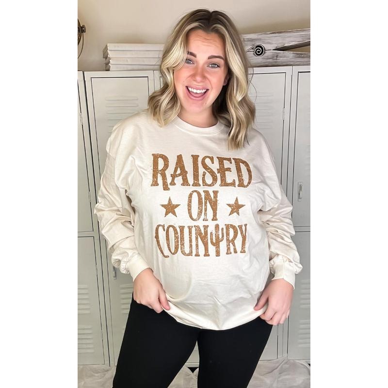 Raised on Country Long Sleeve T-Shirt Hoodie, Sweatshirt | HypeDripTees.com