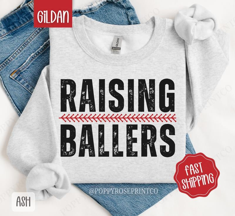Raising Ballers Baseball Mom Sweatshirt, Sports Mom Sweatshirt, Raising Ballers Sweatshirt, Baseball Mom Game Day...