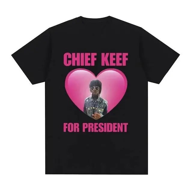 Rapper Chief Keef for President T Shirt Men Fashion Casual Short Sleeve T-shirt Aesthetic Vintage Oversized T-shirts...