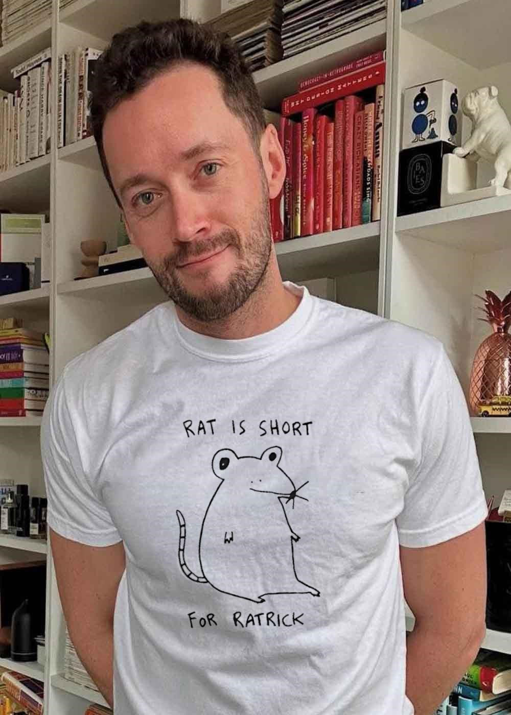 Rat Short for Ratrick White Graphic T-Shirt
