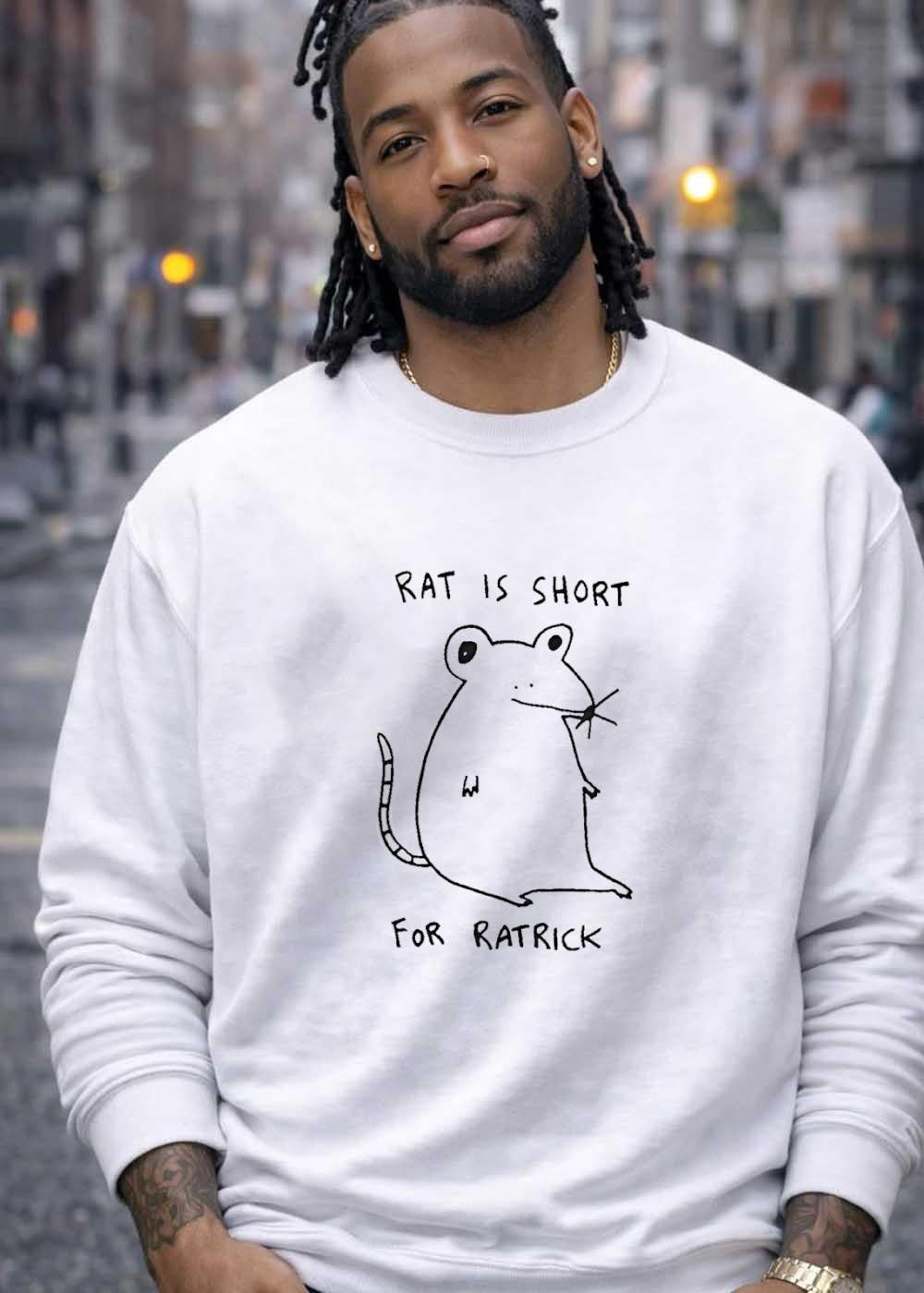 Rat Short for Ratrick White Graphic T-Shirt