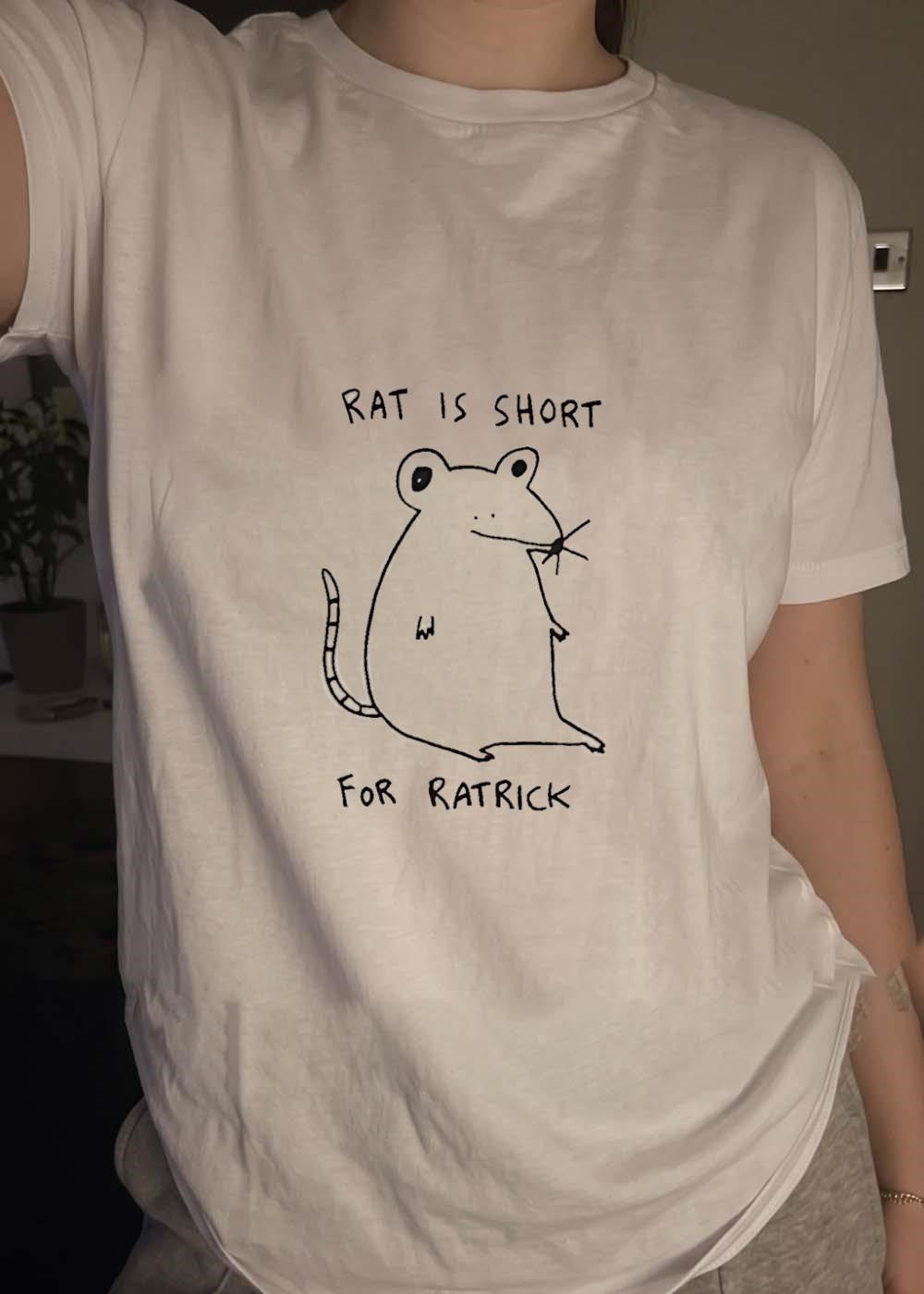 Rat Short for Ratrick White Graphic T-Shirt