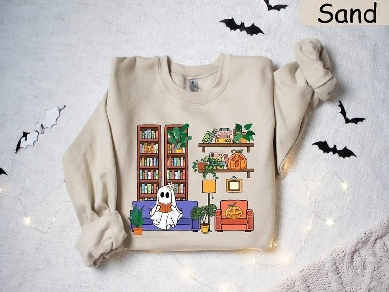 Reading Ghost Sweatshirt, Halloween Sweatshirt, Book Lover Shirt, Ghost Book Sweatshirt Hoodie | HypeDripTees.com