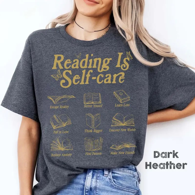 Reading Is Self Care Gildan T-Shirt, Bookish Mental Health Shirt, Read More Books Shirt, Book Lover Shirt, Book For...