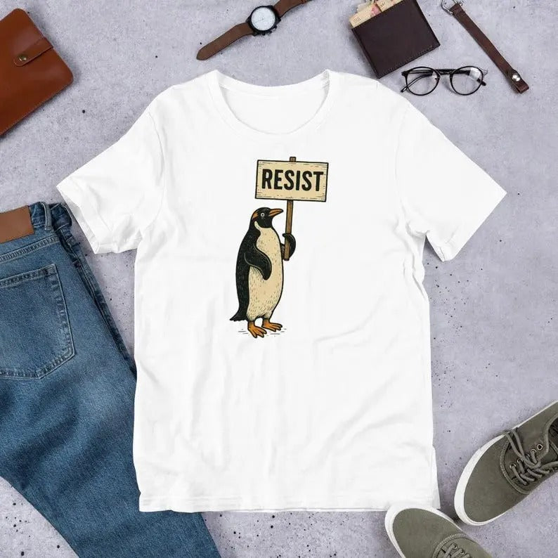 Rebel Gentoo Penguins RESIST Anti-Tariff Protest Unisex t-shirt Hoodie, Sweatshirt | HypeDripTees.com