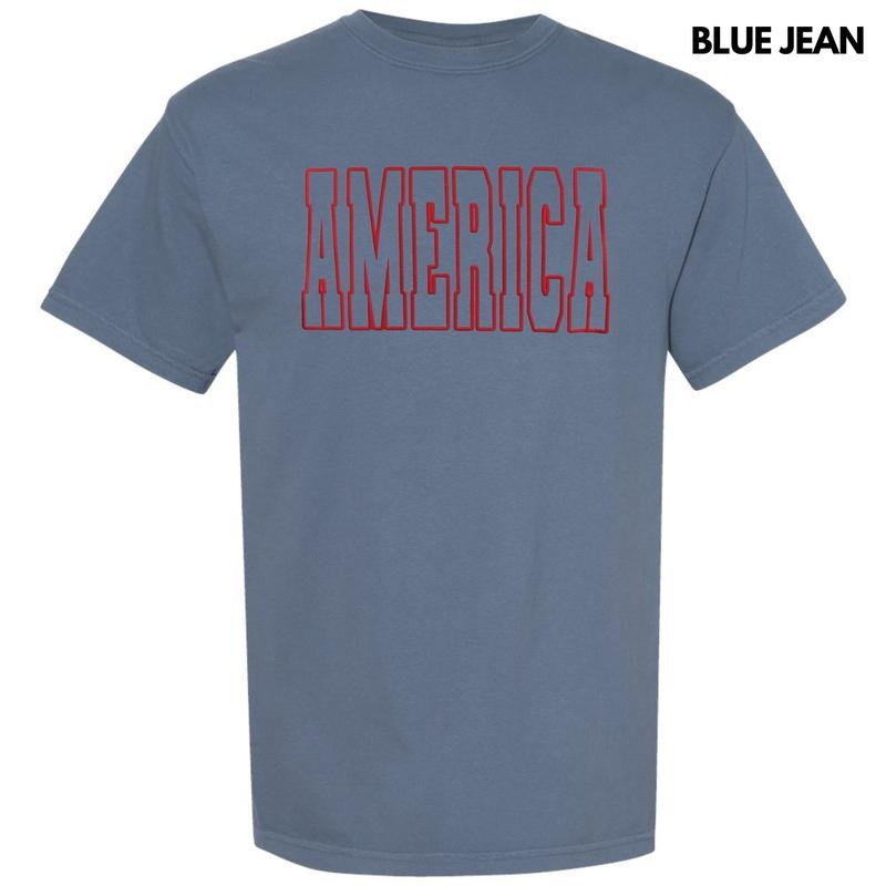 Red America Puff Comfort Colors T-Shirt Hoodie, Sweatshirt | HypeDripTees.com