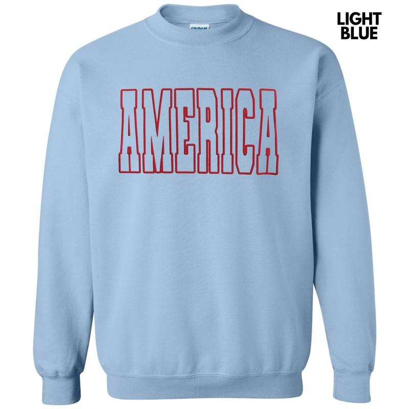 Red America Puff Sweatshirt T-Shirts, Hoodie | HypeDripTees.com
