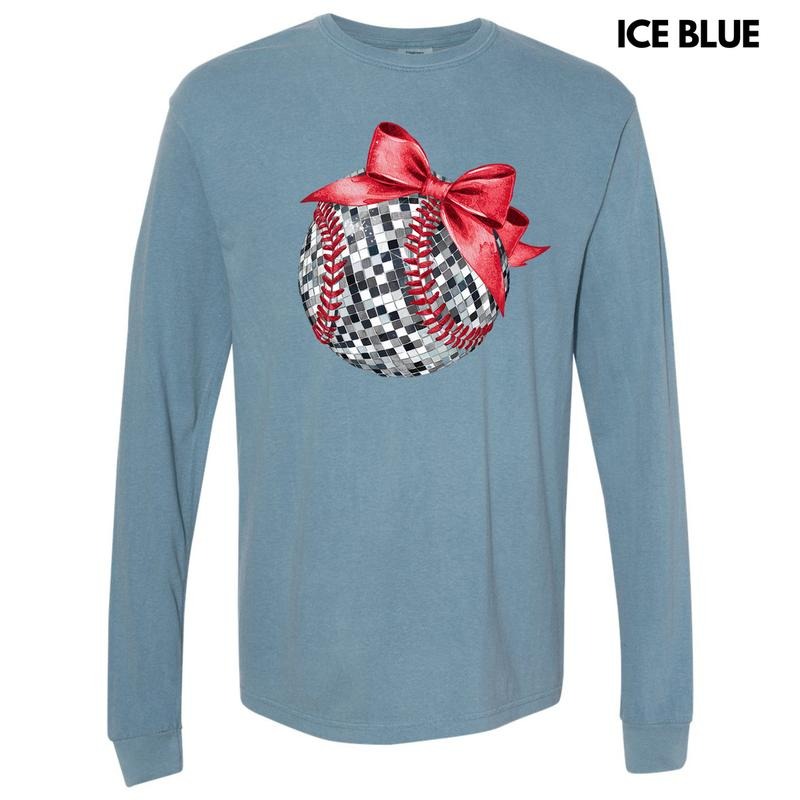 Red Baseball Dazzling Disco Long Sleeve Comfort Colors T-Shirt 'NLB' Hoodie, Sweatshirt | HypeDripTees.com