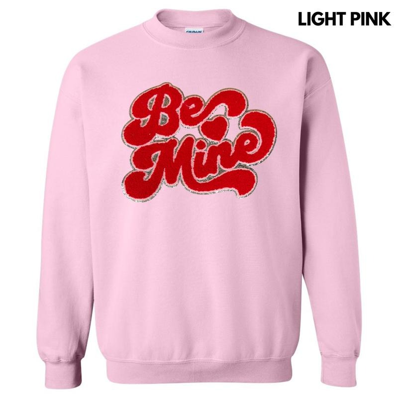 Red Be Mine Chenille Patch Sweatshirt T-Shirts, Hoodie | HypeDripTees.com