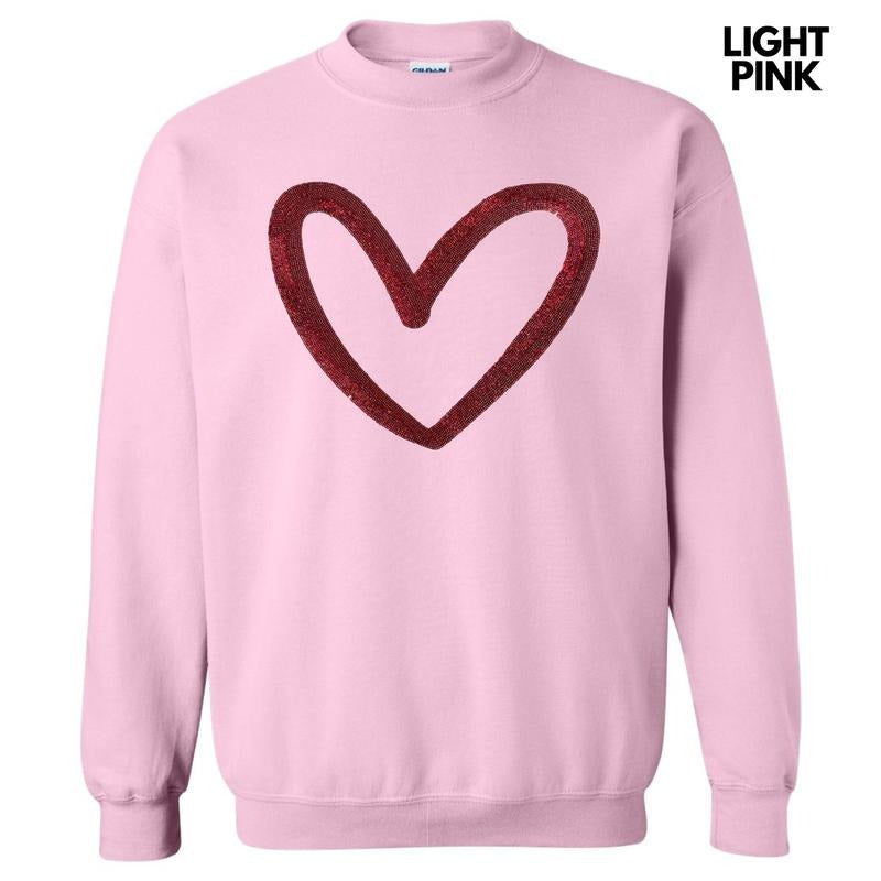 Red Cut Out Heart Sequin Patch Sweatshirt T-Shirts, Hoodie | HypeDripTees.com