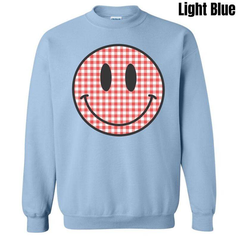 Red Gingham Happy Face Sweatshirt 'NLB' T-Shirts, Hoodie | HypeDripTees.com