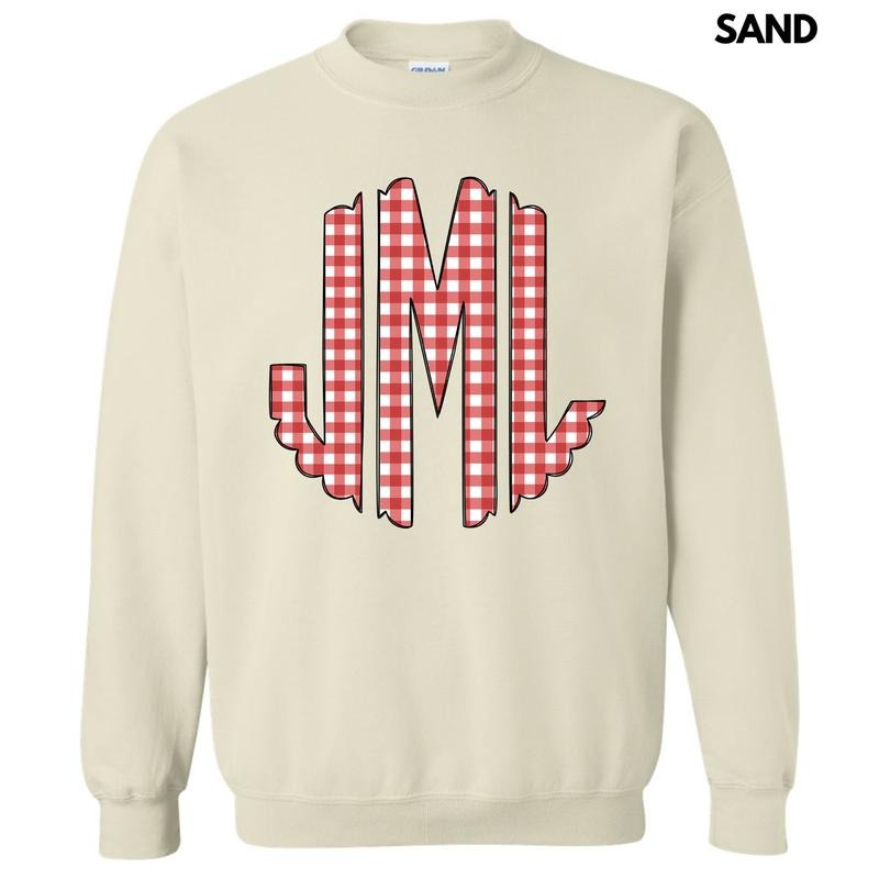Red Gingham Monogram Sweatshirt 'NLB' T-Shirts, Hoodie | HypeDripTees.com