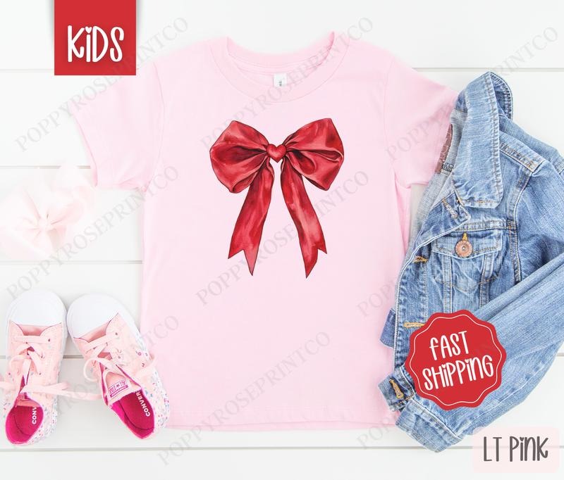 Red Heart Bow Shirt Children'S Cute Gildan T-Shirts, Hoodie, Sweatshirt