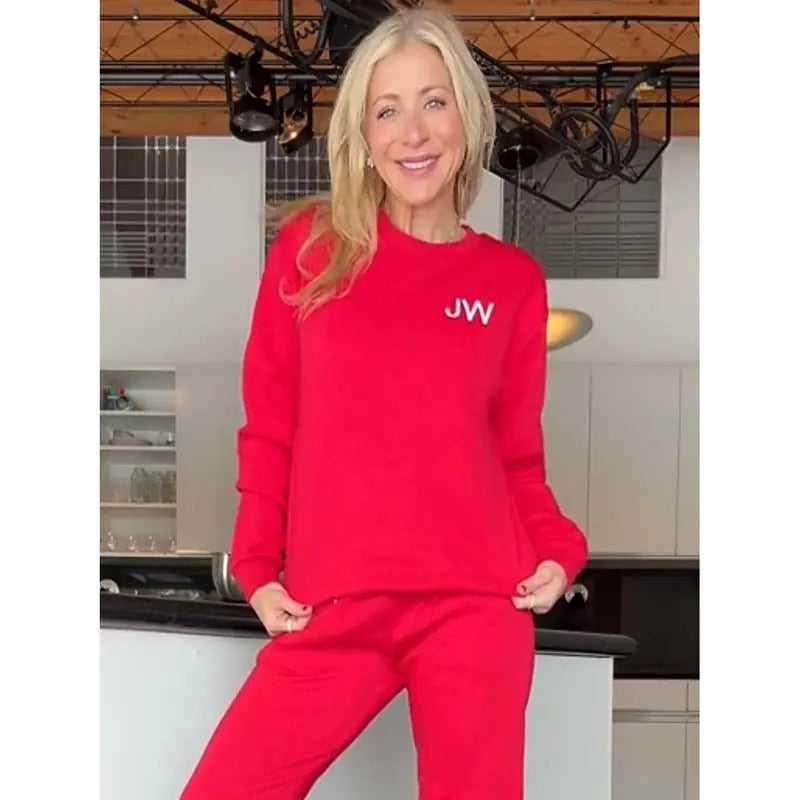 Red Initial Embroidered Sweatshirt T-Shirts, Hoodie | HypeDripTees.com