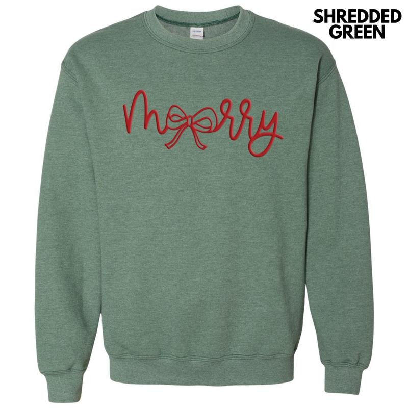 Red Merry Bow PUFF Sweatshirt T-Shirts, Hoodie | HypeDripTees.com