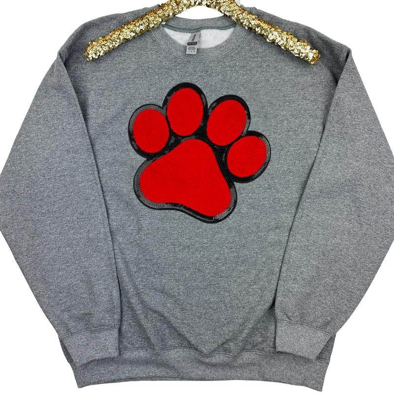 Red Paw Chenille Patch Sweatshirt -- GRAPHITE T-Shirts, Hoodie | HypeDripTees.com