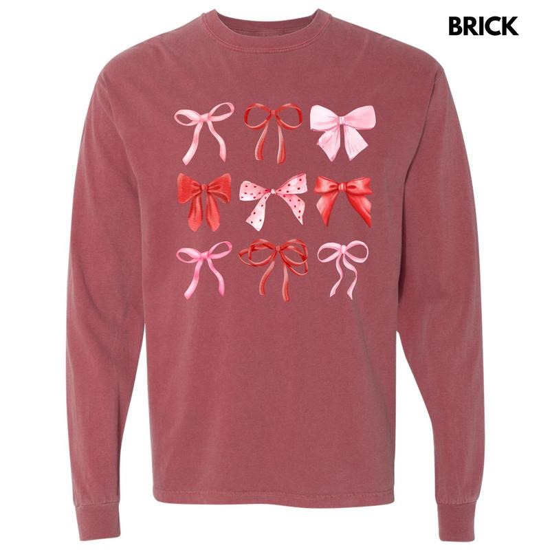 Red Ribbon Coquette Collage Long Sleeve Comfort Colors T-Shirt Hoodie, Sweatshirt | HypeDripTees.com