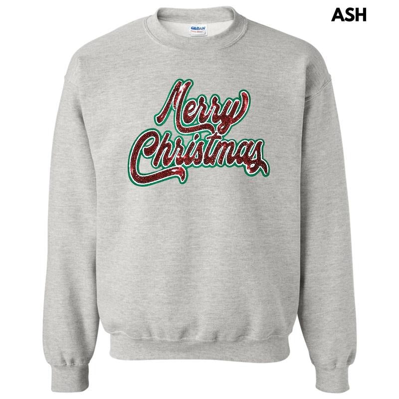 Red Sequin Merry Christmas Patch Sweatshirt T-Shirts, Hoodie | HypeDripTees.com