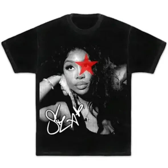 Red Star BW Sza Graphic Tee, Rap Hip Hop Shirt Classic Cotton Hoodie, Sweatshirt | HypeDripTees.com