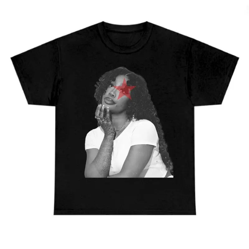 Red Star BW Sza T-Shirt Fan Tee - Men's Classic Cotton T-Shirt Hoodie, Sweatshirt | HypeDripTees.com