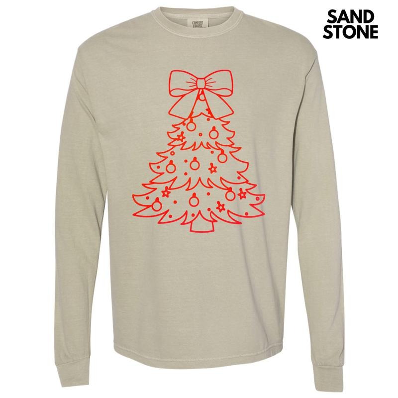 Red Tree PUFF Long Sleeve Comfort Colors T-Shirt Hoodie, Sweatshirt | HypeDripTees.com