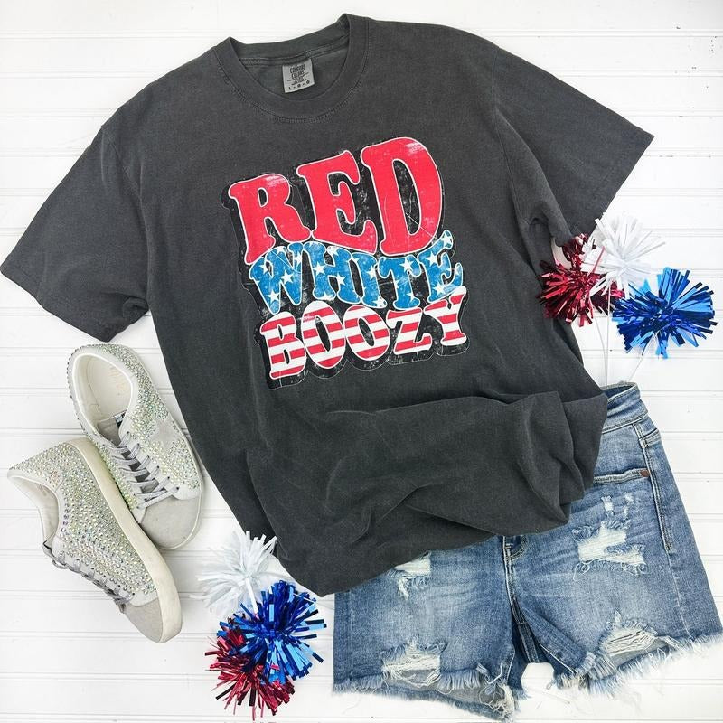 Red White & Boozy Comfort Colors T-Shirt Hoodie, Sweatshirt | HypeDripTees.com
