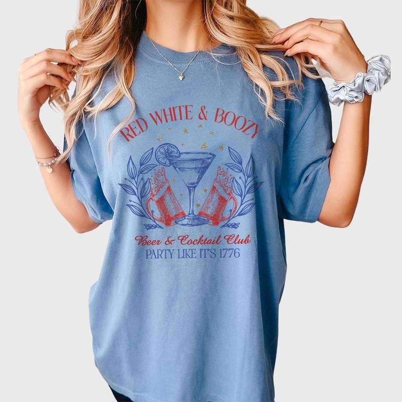 Red White And Boozy Shirt, Party Like It's 1776 T-shirt, 4th Of July Shirt, Shirt For Women, America Shirt, Beer And...