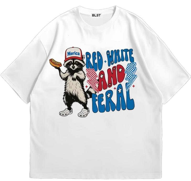 Red White And Feral T-Shirt Classic 90s Retro Trendy Graphic T-Shirt with Street Style Hoodie, Sweatshirt | HypeDripTees.com