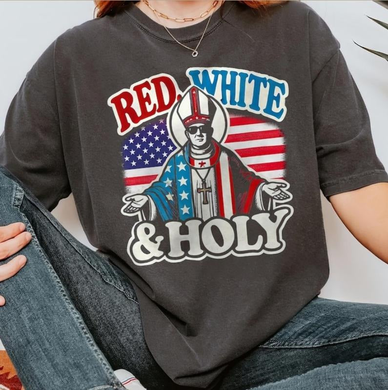 Red White Shirt, Pope Leo XIV T-Shirt, Robert Francis Prevost, First American Pope In History Shirt Hoodie, Sweatshirt