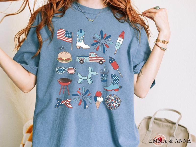 Red White and Blue, America Tee, Fourth of July Shirt Celebration T-Shirt, USA shirt, Summer BBQ Shirt, Women's 4th of...