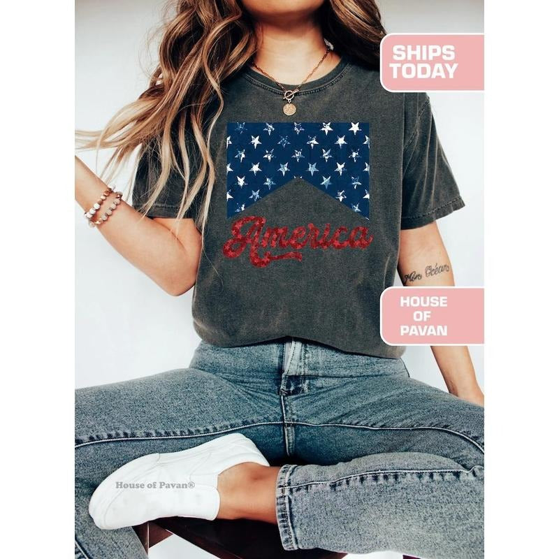 Red White and Blue, America Tee, Fourth of July Shirt T-Shirt, USA shirt, Summer BBQ t-shirt, 4th of July Tee, 1776 Tee...