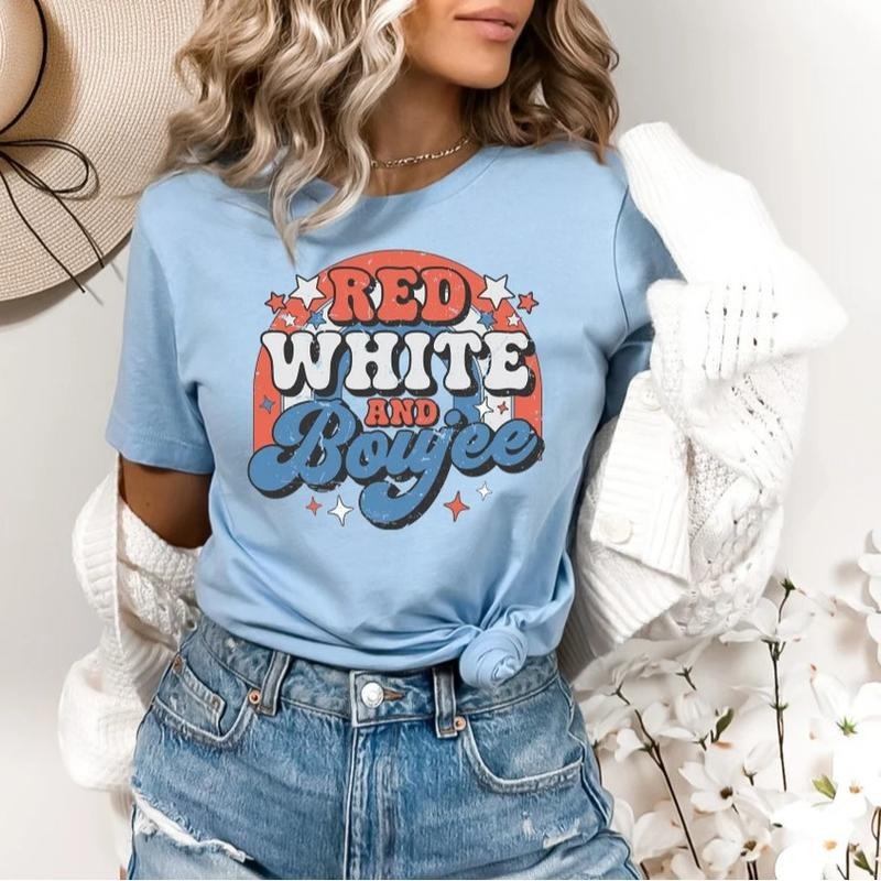 Red White and Boujee, Retro Groovy 4th of July Shirt, Patriotic Rainbow Shirt, Happy 4th of July Shirt, Independence Day,...