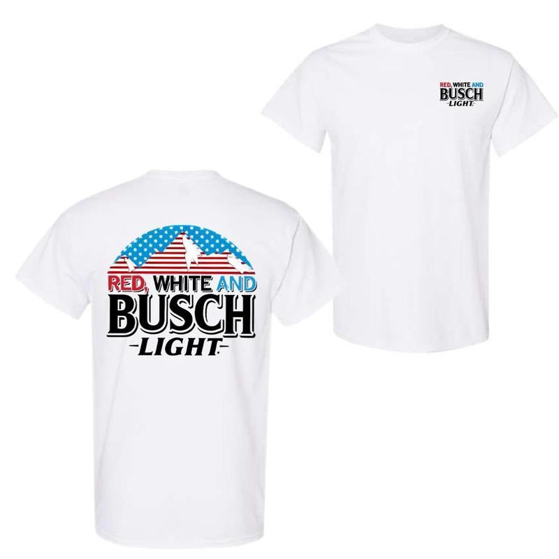 Red White and Busch Light 2-Sided Shirt - Graphic Tee for Men & Women