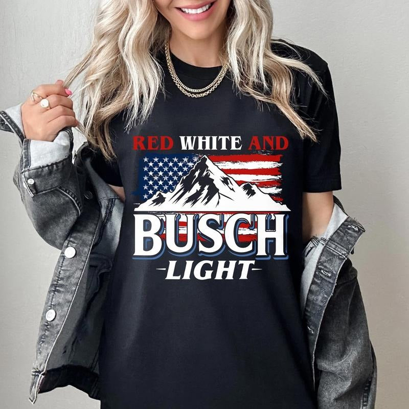 Red White and Busch Light 4th of July Shirt, Independence Day Shirt, 4th of July Party Shirt,Red White and Busch Light...