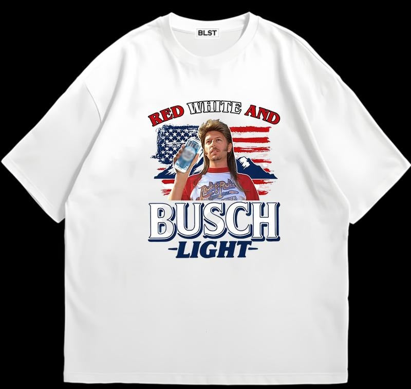 Red White and Busch Light Tshirt Joe Dirt 4th of July T-Shirt Comfy Cotton Hoodie, Sweatshirt | HypeDripTees.com