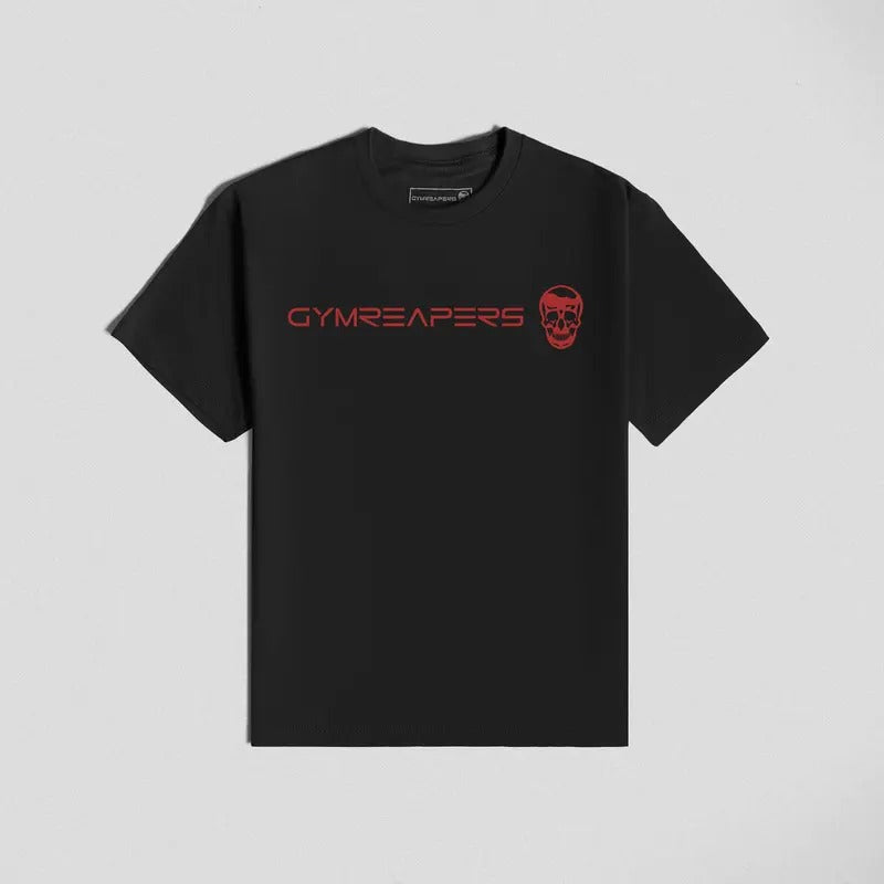 Gymreapers T-Shirt: Summer Cotton Short Sleeve Basic Shirt - Black/Red Hoodie, Sweatshirt | HypeDripTees.com