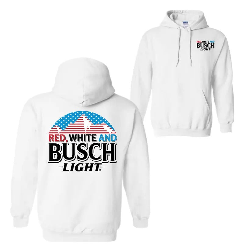Red White Busch Light 2 Sided & Casual Top Menswear & Womenswear T-Shirts, Hoodie, Sweatshirt