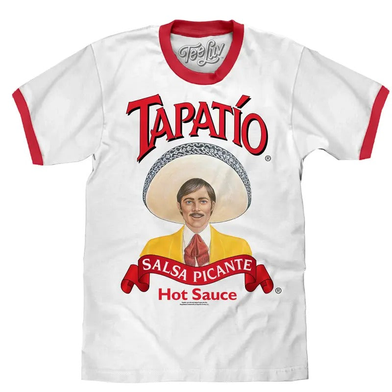 Tapatio Hot Sauce Ringer T-Shirt - White/Red Hoodie, Sweatshirt | HypeDripTees.com