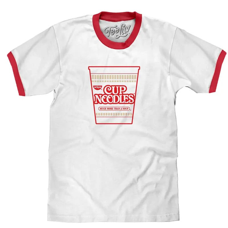 Nissin Cup Noodles Ringer T-Shirt - White/Red Hoodie, Sweatshirt | HypeDripTees.com