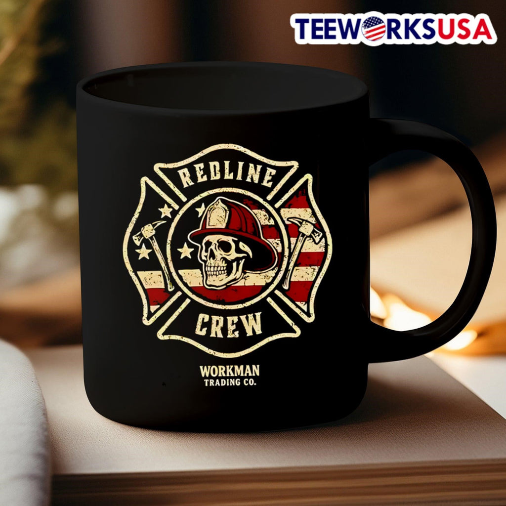 Redline Crew Workman Trading Co Skull Firefighter Shirt