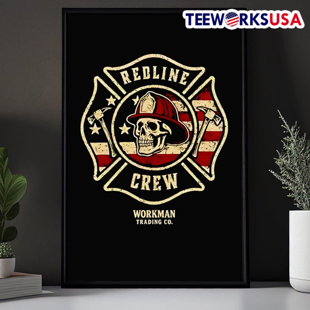 Redline Crew Workman Trading Co Skull Firefighter Shirt