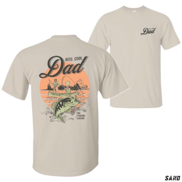 Reel Cool Dad Fishing T-Shirt - Vintage Bass Design Soft Cotton Tee - Classic Rib Collar