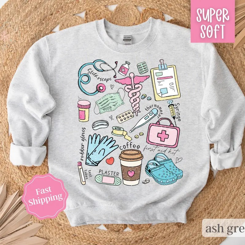 Registered Nurse Sweatshirt, Nurses Crewneck, Gift for Nursing Student, Womens Sweatshirt T-Shirts, Hoodie | HypeDripTees.com