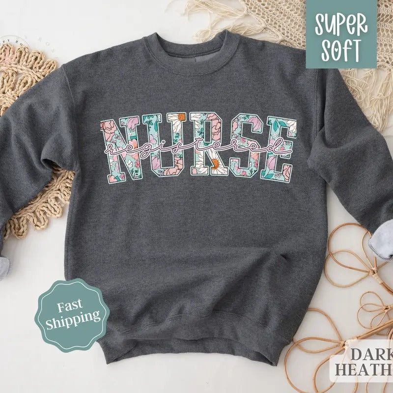 Registered Nurse Sweatshirt, Nurses Crewneck, Gift for Nursing Student, Womens Sweatshirtstyle{n002}2 T-Shirts, Hoodie